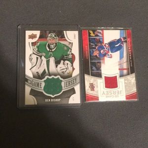 NHL JERSEY CARDS BEN BISHOP AND DALE HAWERCHUK